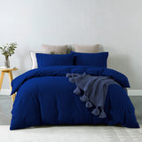 Royal Comfort Vintage Washed 100 % Cotton Quilt Cover Set Double - Royal Blue