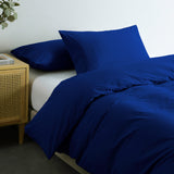 Royal Comfort Vintage Washed 100 % Cotton Quilt Cover Set Queen - Royal Blue