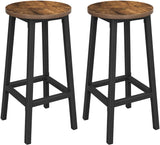 set-of-2-bar-stools-with-sturdy-steel-frame-rustic-brown-and-black-65-cm-height
