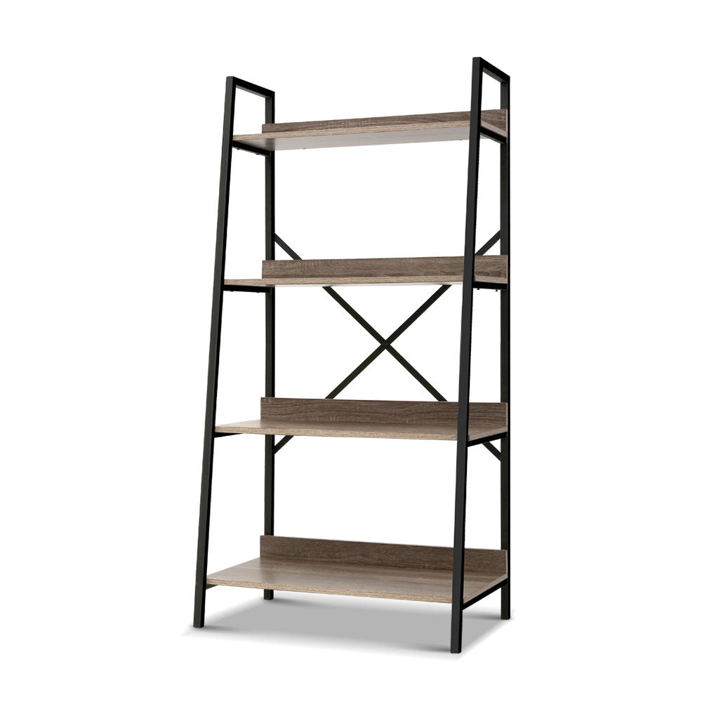artiss-bookshelf-4tier-metal-bookcase-bookshelves-oak-book-shelf-display-storage