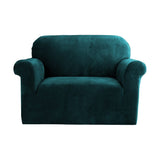 Artiss Velvet Sofa Cover Plush Couch Cover Lounge Slipcover 1 Seater Agate Green