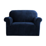 Artiss Velvet Sofa Cover Plush Couch Cover Lounge Slipcover 1 Seater Sapphire