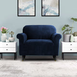 Artiss Velvet Sofa Cover Plush Couch Cover Lounge Slipcover 1 Seater Sapphire