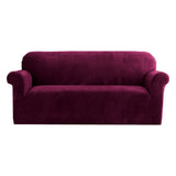 Artiss Velvet Sofa Cover Plush Couch Cover Lounge Slipcover 3 Seater Ruby Red