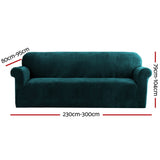 Artiss Velvet Sofa Cover Plush Couch Cover Lounge Slipcover 4 Seater Agate Green