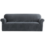 Artiss Velvet Sofa Cover Plush Couch Cover Lounge Slipcover 4 Seater Grey