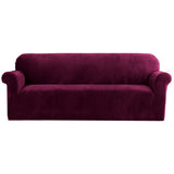 Artiss Velvet Sofa Cover Plush Couch Cover Lounge Slipcover 4 Seater Ruby Red