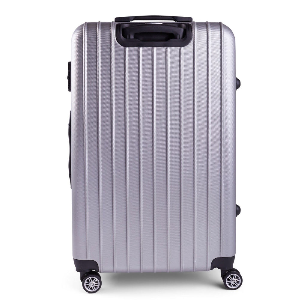 Milano Premium 3pc ABS Luggage Suitcase Luxury Hard Case Shockproof Travel Set - Silver