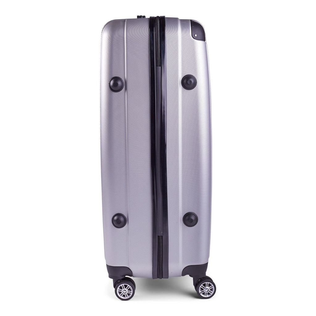 Milano Premium 3pc ABS Luggage Suitcase Luxury Hard Case Shockproof Travel Set - Silver