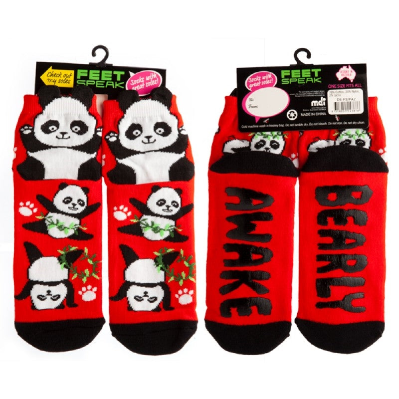 festive-panda-feet-speak-socks